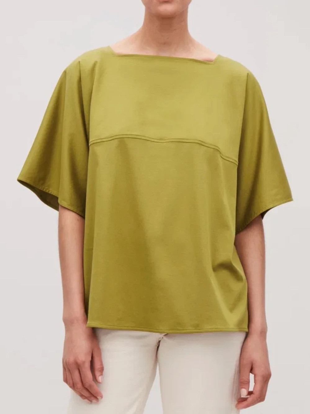 COS Olive Green Boxy Top With Cutouts